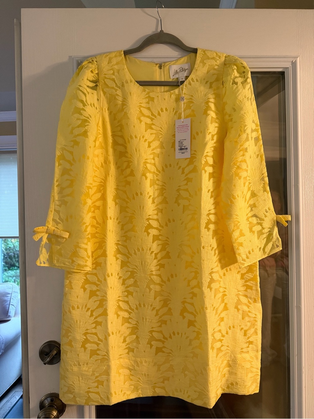 Lilly Pulitzer Bright Yellow Floral Jacquard Midi Shift Dress
